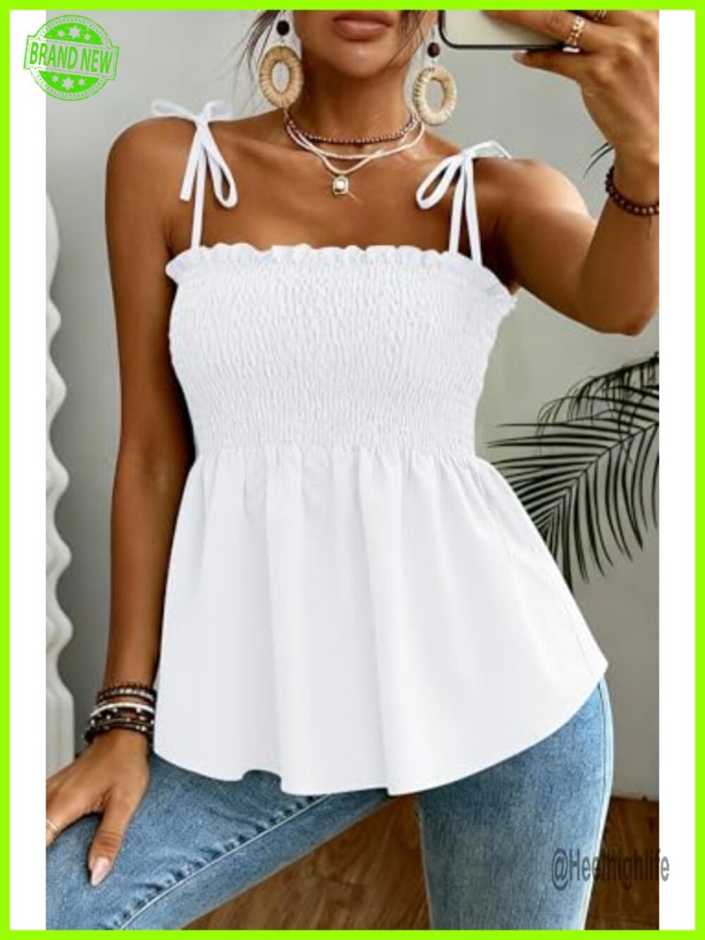 Sexy Square Neck Peplum Cami Top Summer Going Out Shirt - Picture 4 of 6
